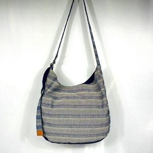 Thirty One Retro Metro Striped Hobo Messenger Crossbody Shoulder Bag Woven Purse